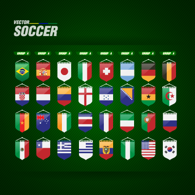 World Cup team flags vector